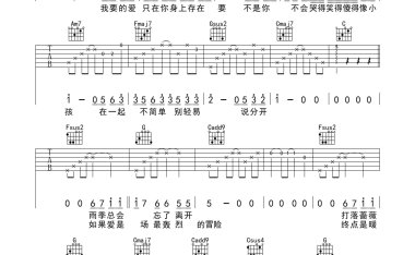 魏奇奇《爱，存在》C调 吉他谱