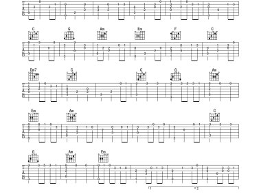 《Aways with me》C调 吉他谱