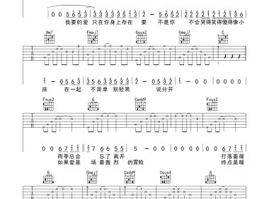 魏奇奇《爱，存在》C调 吉他谱