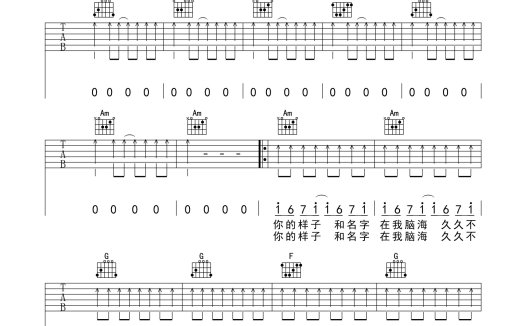 白小白《爱不得忘不舍》C调 吉他谱