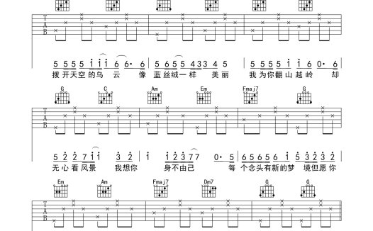 张信哲《爱就一个字》C调 吉他谱